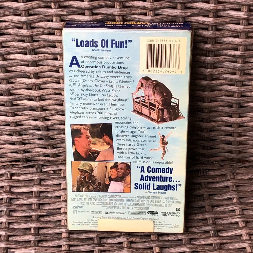 Operation Dumbo Drop (VHS, 1996) Danny Glover Denis Leary Ray Liotta Disney